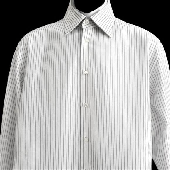 Armani Collezioni Italy Shirt Button Front Stripes 39 Dress Shirts